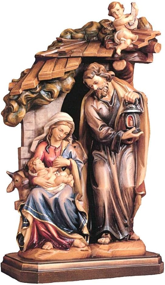 ChoralisWoosArt Holy Family Nativity Scene with Angel - Religious Christian Catholic Gifts - Christian Art - Church Supplies