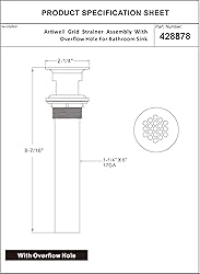 Grid Drain Strainer Assembly with Overflow for