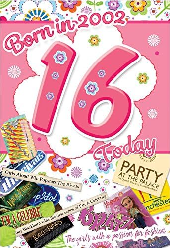 Female Age 16 16th Year You Were Born in 2002 Birthday Card