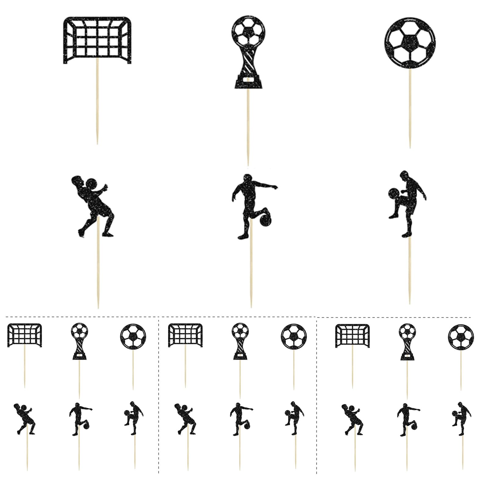 24Pcs Football Cake Decorations, Glitter Football Cupcake Toppers, Sport Football Cake Toppers for Boys Birthday, Football Party Decorations & Baby Shower Supplies