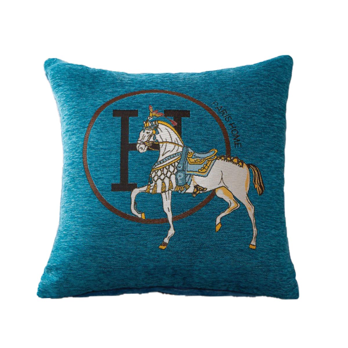 Photo 1 of Croker Horse 18x18'' inches Throw Pillow Cushion Covers Set Pack of 2 Pcs - Luxury Horse Embroidery Modern Style Couch Sofa Pillow Cover for Living Room Bedroom (Green)
