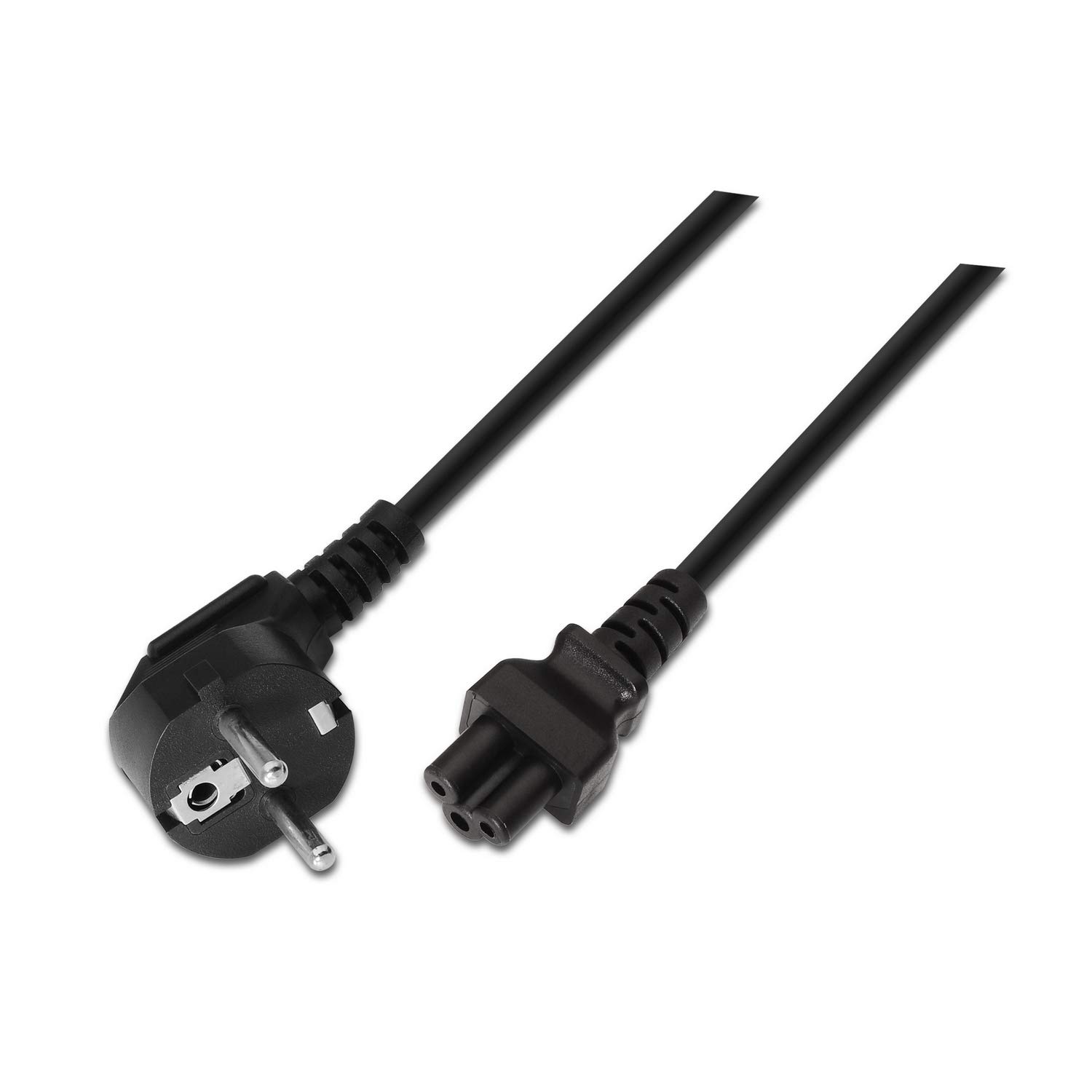 AISENS A132 0172 – Power Clover Leaf Power Cable Angled CEE7/M-C5/H, 1.5 m Black