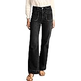 KUNMI Women's Wide Leg Jeans High Waisted Straight Leg Stretchy Denim Pants with Pockets