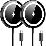 WRVVR for Apple Mag-Safe Charger 2 Pack, Magnetic Wireless Charger for iPhone 17/17 Pro/17 Pro Max/Air/16 15 14 13 12 Pro Max Plus mini,Charging Pad for Airpods Pro 3 2,Strong Magnet, Black