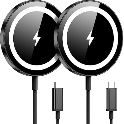 WRVVR for Apple Mag-Safe Charger 2 Pack, Magnetic Wireless Charger for iPhone 17/17 Pro/17 Pro Max/Air/16 15 14 13 12 Pro Max Plus mini,Charging Pad for Airpods Pro 3 2,Strong Magnet, Black