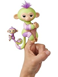 WowWee Fingerlings Baby Monkey & Mini Bffs-Jess & Eden (Green-Mauve)