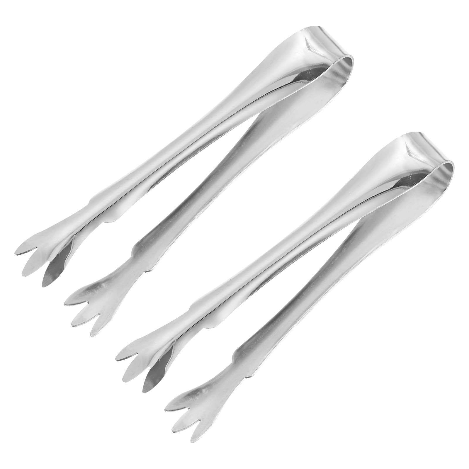 uxcell Serving Tongs, 2pcs 4 Inch - Stainless Steel Ice Tongs, Mini Sugar Tongs for Appetizers, Charcuterie, Dessert, Tea Party, Bar, Cafe (Silver)
