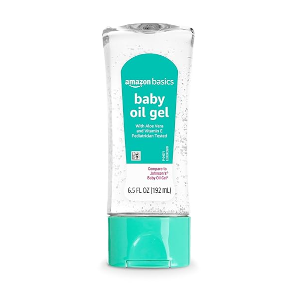 AMAZON BASICS BABY OIL GEL WITH ALOE VERA & VITAMIN E, MOISTURIZING, FAST ABSORBING, NO-MESS, DERMATOLOGIST TESTED, 6.5 FL OZ, PACK OF 1 (PREVIOUSLY SOLIMO)
