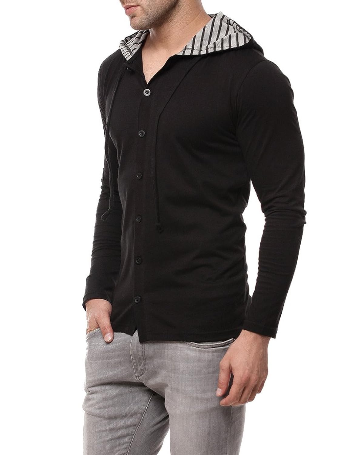 gritstones black full sleeve hooded t shirt gsfshd1289blk