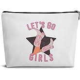 Dejfel Western Cowgirl Leather Small Makeup Bags,Pink Western Stuff Country Girl Gifts Cowgirl Gifts Boots Cosmetic Bag for Cowgirls Girls Women,Travel Organizer Pouch Small Makeup Bag for Purse