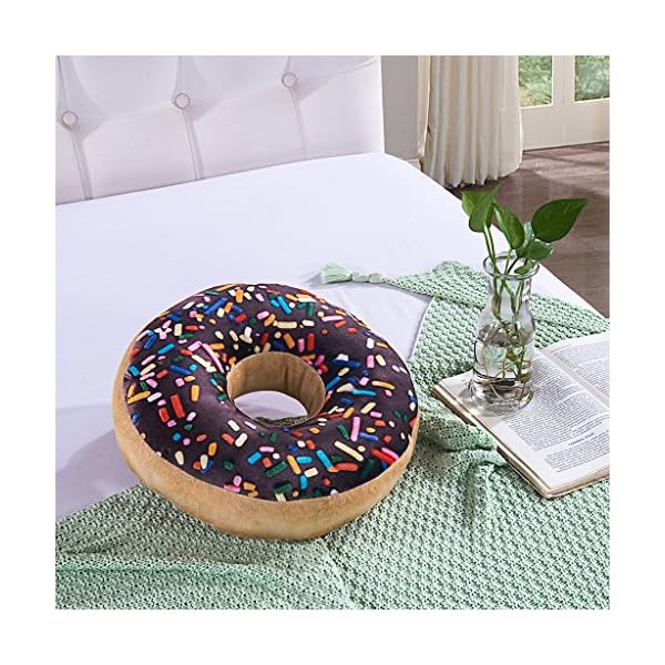 HYSEAS Round Throw Pillow 14 Inch Chocolate Donut, 3D Digital Print Decorative Comfortable Soft Plush Funny Food Shaped Pillow Light Weight Seat Pad Cushion for Couch, Chair, Floor, Sofa - Image 4