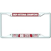 2024-25 College Football Champions Ohio State White Metal License Plate Frame - 6.25"x12.25"