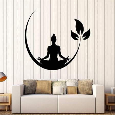 Cchpfcc Yoga Meditation Raum Vinyl Wandaufkleber Buddhist Zen Wandtattoo Abnehmbare Wandaufkleber Dekor Yoga Raumtapete 57 * 