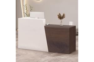 IEHFDCA Retail Reception Desk with Storage, Modern Checkout Counter for Store, Anti-Scratch Front Desk for Salon, Boutique, Cafe – Easy Assembly P 78.7" × 16.5" × 39.4"