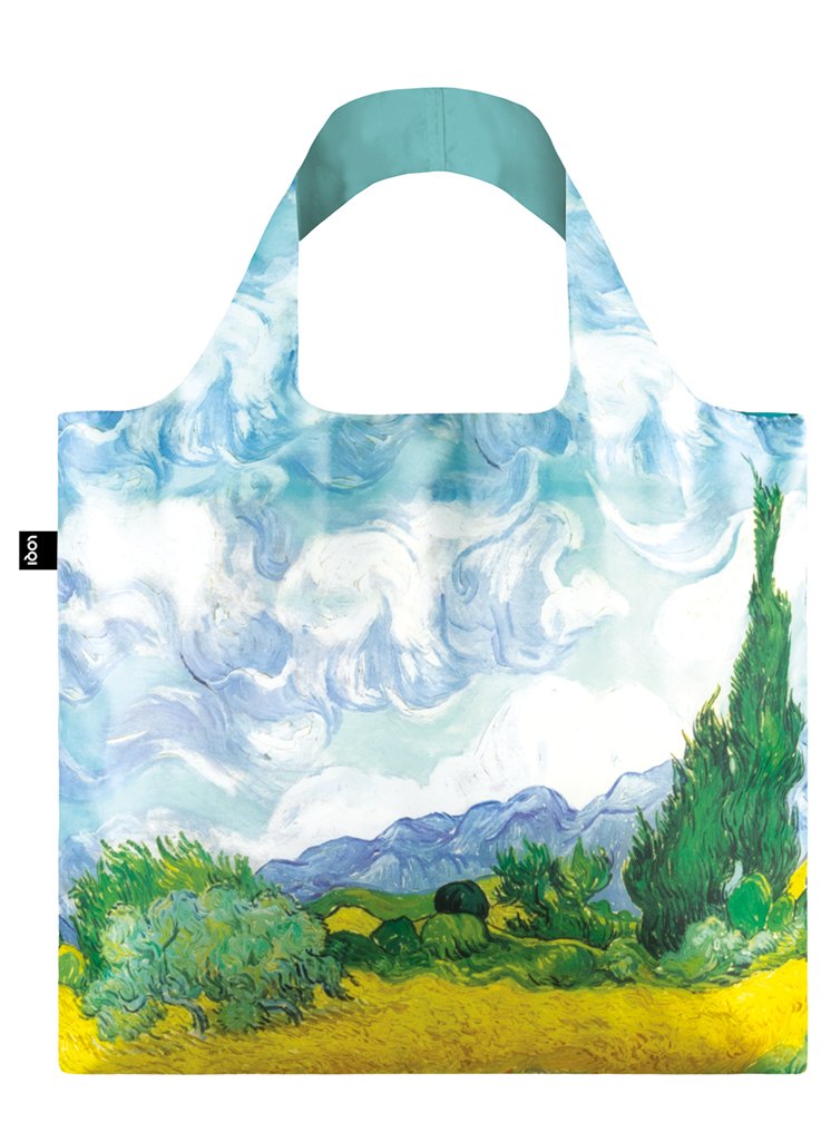LOQI Museum Vincent Van Gogh A Wheat Field with Cypresses Bag Canvas & Beach Tote Bag, 50 cm, 20 L, Multicolour