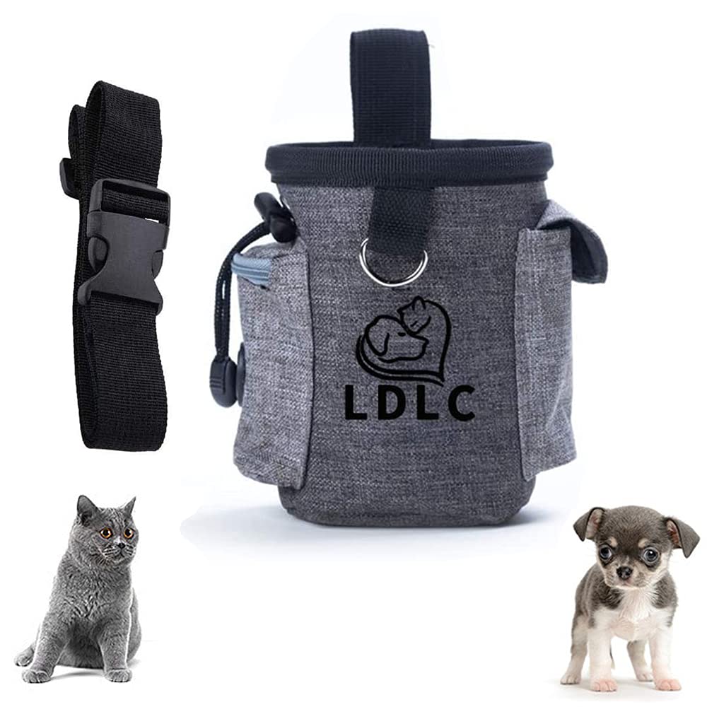 Portable Dog Walking Bag, Pets Training Pouch Bag, Dog Treat Pouch Bag for Training, with Waist Shoulder Strap, Built-in Garbage Bag Dispenser, Used to Carry Pet Toys and Pet Food