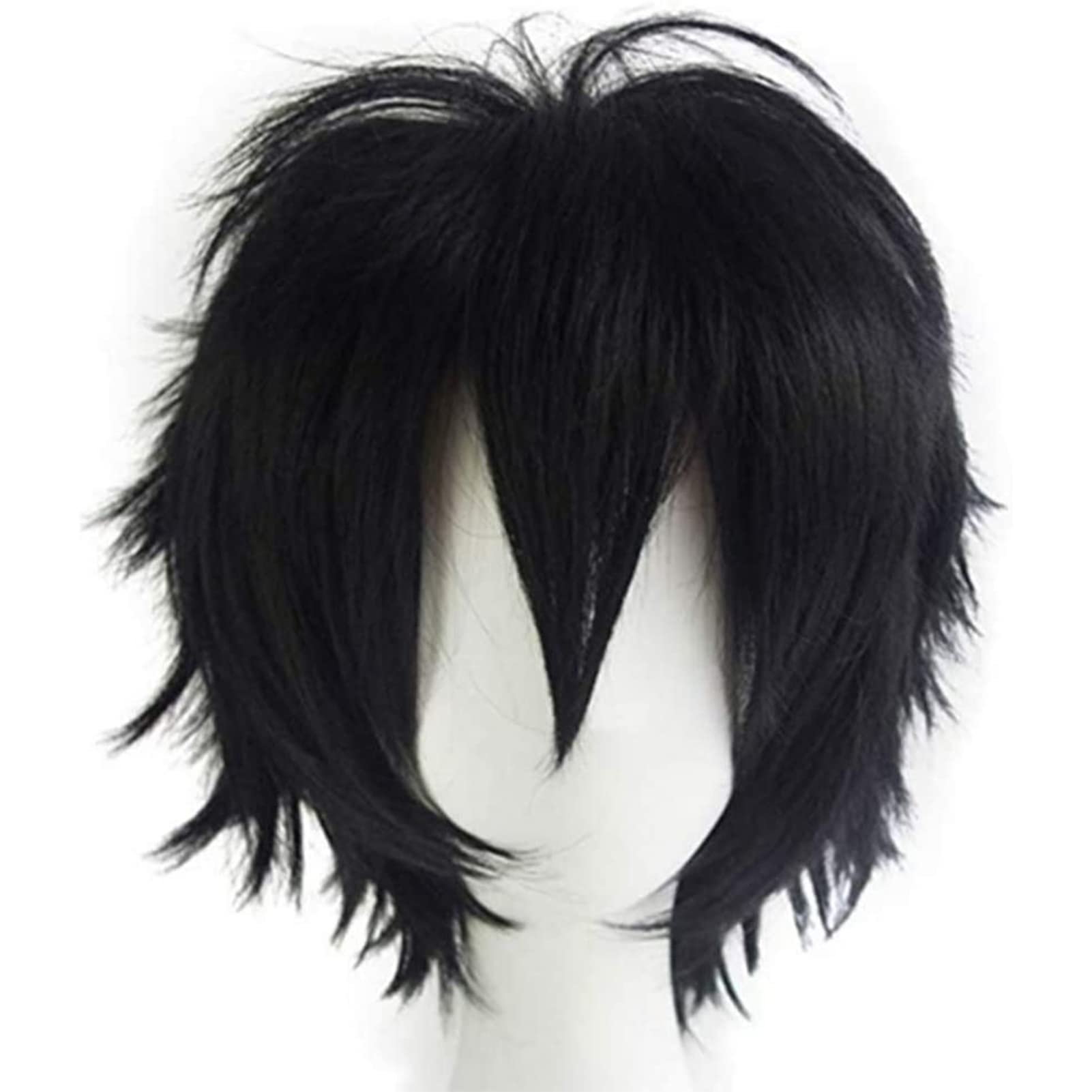 Gairyan Short Black Wig Cosplay Wig Unisex Anime Cosplay Wigs for Women/Men Straight Fluffy Wig Costume Theme Party Fancy Dress Wigs Halloween Wig Comic-Con Costumes Accessories, 130.0 gram