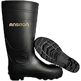 ANSITON Men's Steel Toe Rain Boots, Lightweight Waterproof PVC Work Boots with Cuttable Shaft, Slip & Oil Resistant for Farming & Construction