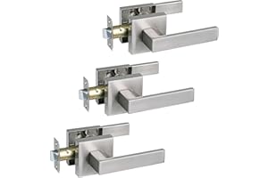 NEWBANG Hall/Closet Lever Handle Lock Satin Nickel Finish-Heavy Duty Door Lock Handle in Silver for Passage Door