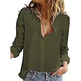 IPMQ Womens Long Sleeve Button Down Shirts Cotton Linen Dress Shirts Casual Summer Tops Work Blouses 2026