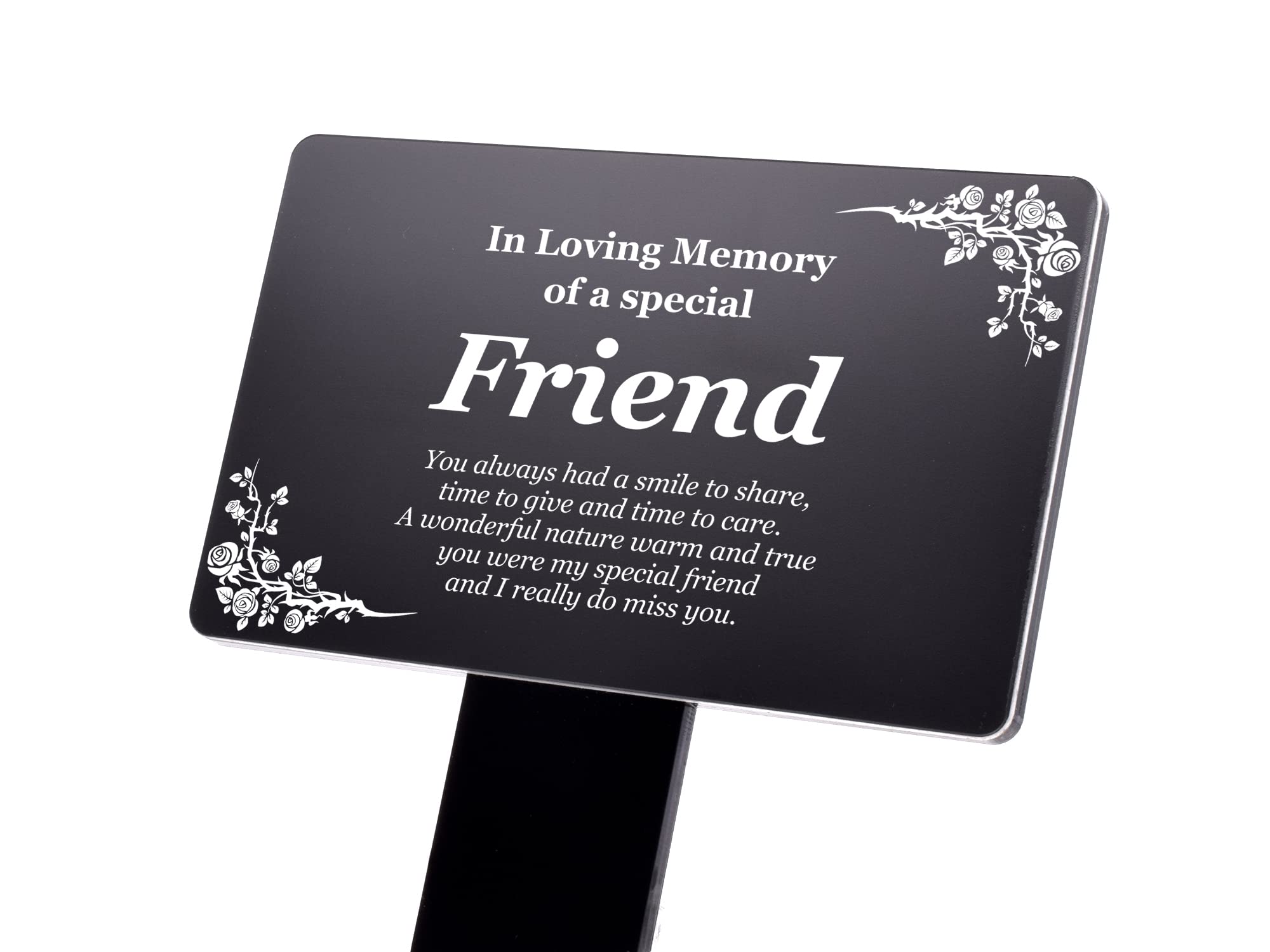 Special Friend Memorial Remembrance Plaque Stake - Black Waterproof, Outdoor, Grave Marker, Tribute, Plant Marker (Black)