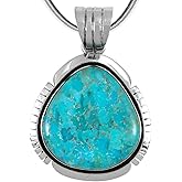 Turquoise Pendant Necklace Sterling Silver 925 (Sterling Silver Pendant with 20" Stainless Chain)