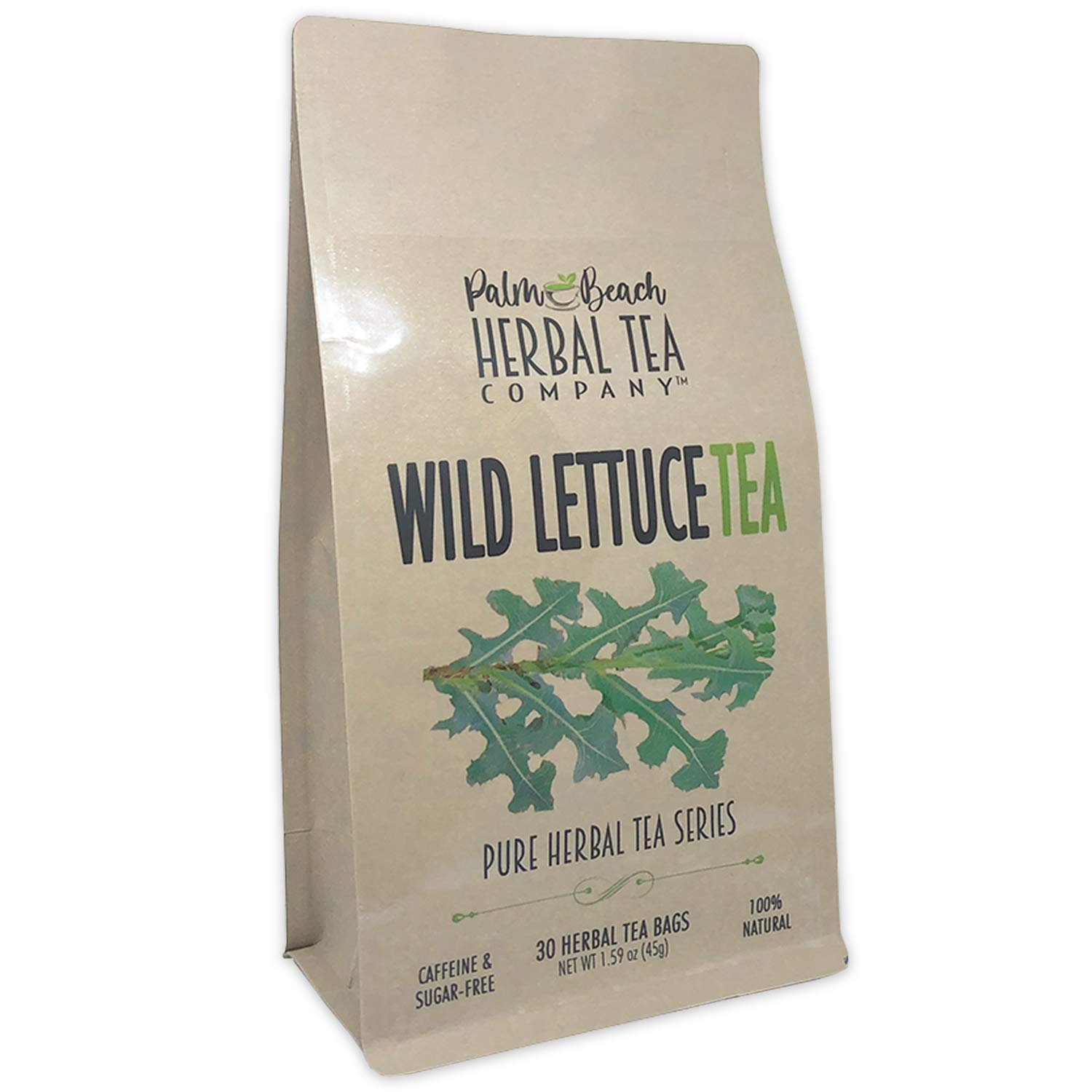 Wild Lettuce Leaf Tea - Pure Herbal Tea Series by Palm Beach Herbal Tea Company (30 Tea Bags) 100% Natural [Packaging May Vary]