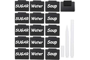 TINSKY Label Holders, 18PCS Basket Bin Labels Clip on for Baskets with 16PCS Reusable Clear Label Cards and 2PCS White Chalk Marker for Storage Bins Basket Boxes Label Holders