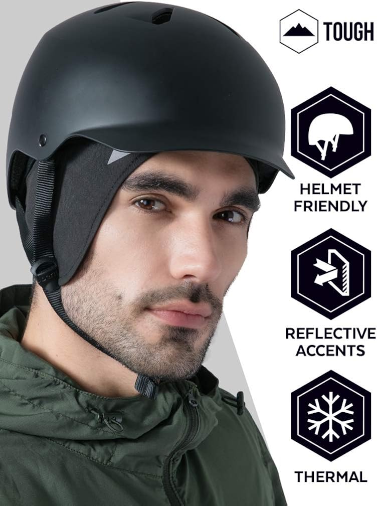 Tough Headwear Helmet Liner Skull Cap Beanie with Ear Covers - Ultimate Thermal Retention and Performance Moisture Wicking. Perfect for Running, Cycling, Skiing & Winter Sports. Fits Under Helmets: Clothing