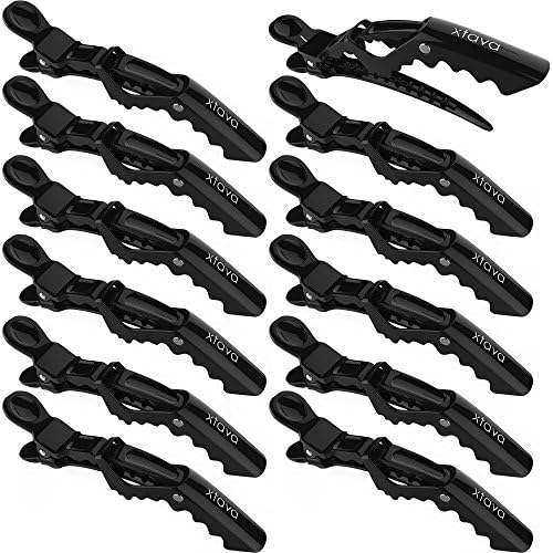 Xtava Styling Hair Clips For Women - 12 Pcs Professional Plastic Hair Sectioning Clips - Durable Alligator Hair Clip With Nonslip Grip And Wide Teeth For Easy Styling Of Thick And Thin Hair