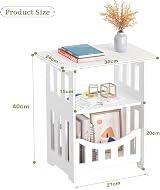 Dripex 3-Tier Side End Table with Storage Shelf White Narrow Nightstand 24 x 36 view 2