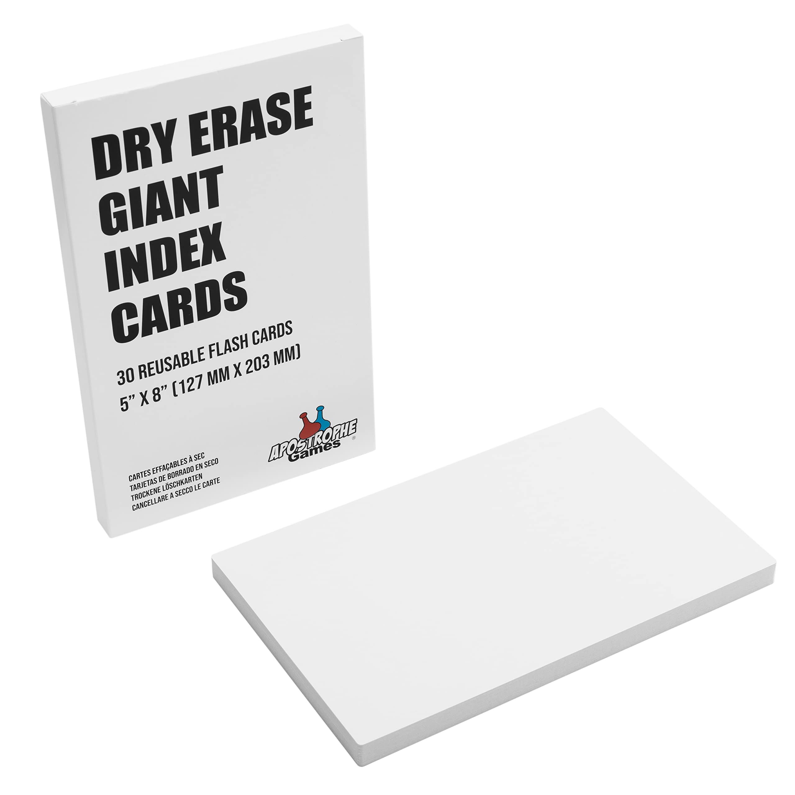 Large Dry Erase Index Cards – 30pcs Laminated (8" x 5") Cards Blank w/Tuck Box – Reusable Dry Erase Note Cards for School, Work, Housework, to Do Lists