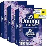Downy CALM, Mega Dryer Sheets, Laundry Fabric Softener, Lavender and Vanilla Bean, 180 Count