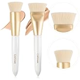 Ducare Foundation Brush and Angled Blush Brush 2Pcs Makeup Brushes Set | Premium Flat Top Kabuki Brush Fluffy Blush Brush for Cheek for Quick Blending Makeup Setting