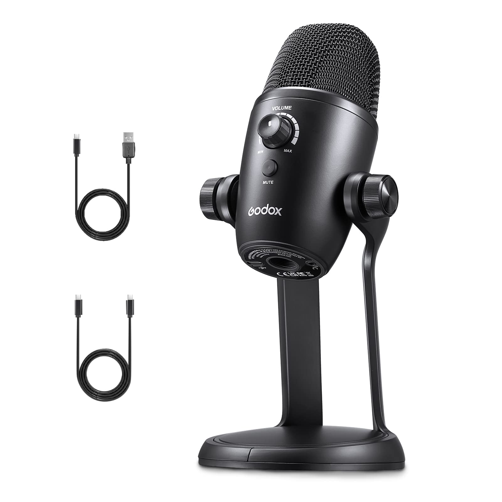 GODOX UMIC82 USB Condenser Microphone, 4 Pickup Patterns, Tri-capsule Array, Volume Control, Mute, Gain and mode Control, Plug & Play, Table Stand Condenser Microphone for Streaming, Recording