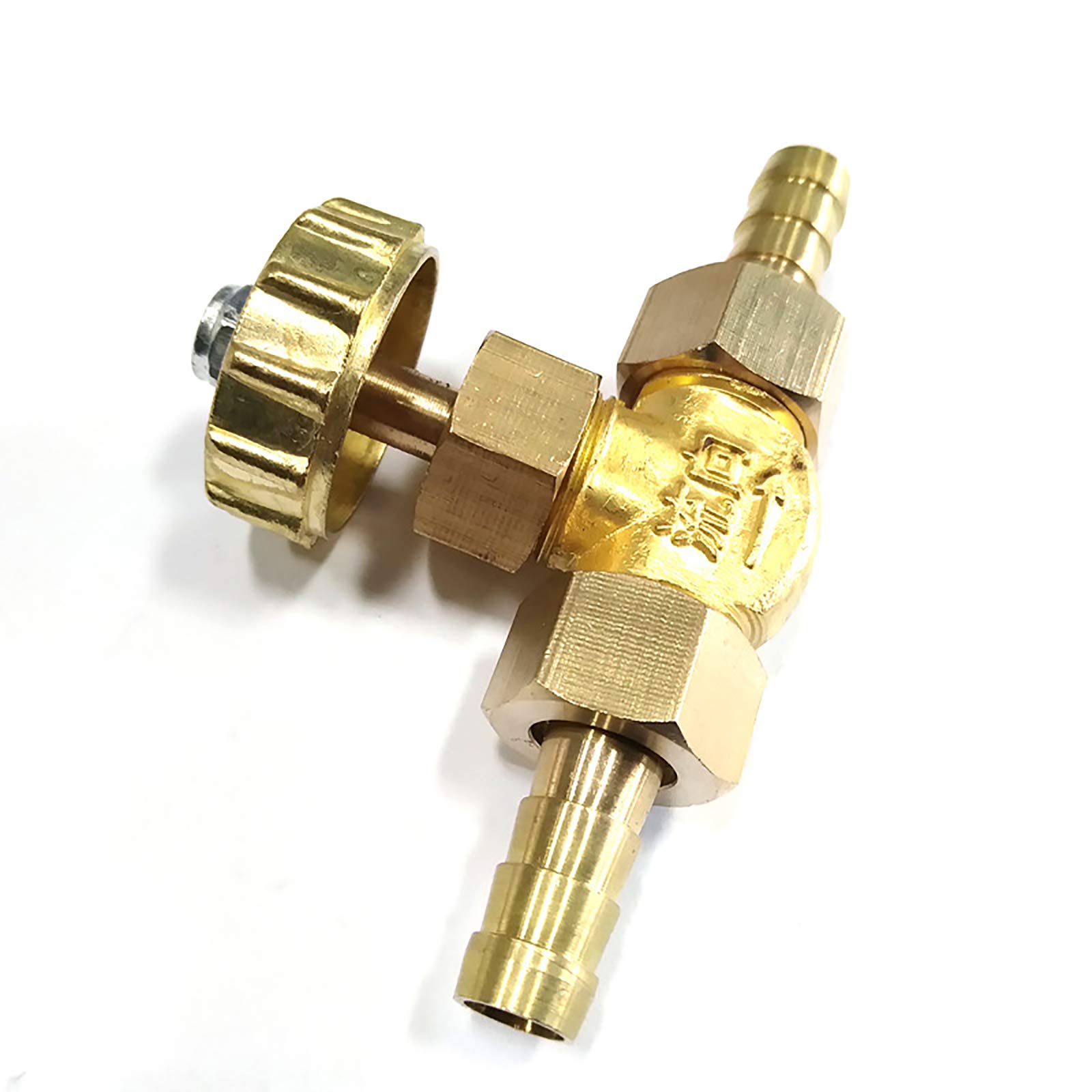 1/4" Brass Needle Valve Propane Butane Gas Adjuster Barbed Spigots 1 Mpa Parallel Control Needle Valve Replacement for Water Gas Two Way Flowing (Parallel Adjust Valve,DN Ф8mm)