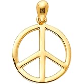 14k REAL Yellow Gold Peace Sign Charm Pendant