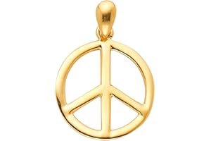GoldenMine Fine Jewelry Collection 14k Yellow Gold Peace Sign CZ Charm Pendant