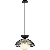 Alora Mood PD490114MBOP Perth Pendant, 1-Light 1 Watts, Matte Black/Opal Glass