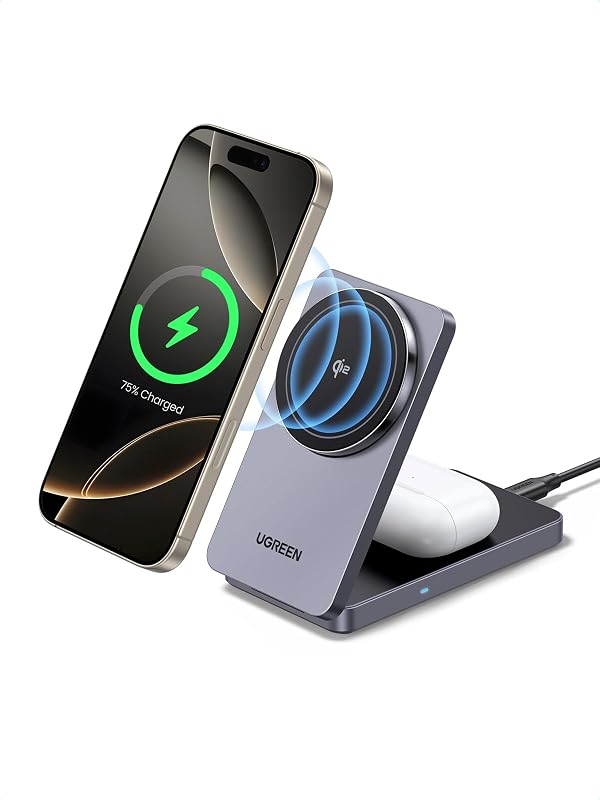 MagFlow Qi2 15W 2-in-1 iPhone Faltbare Ladestation mit Magsafe