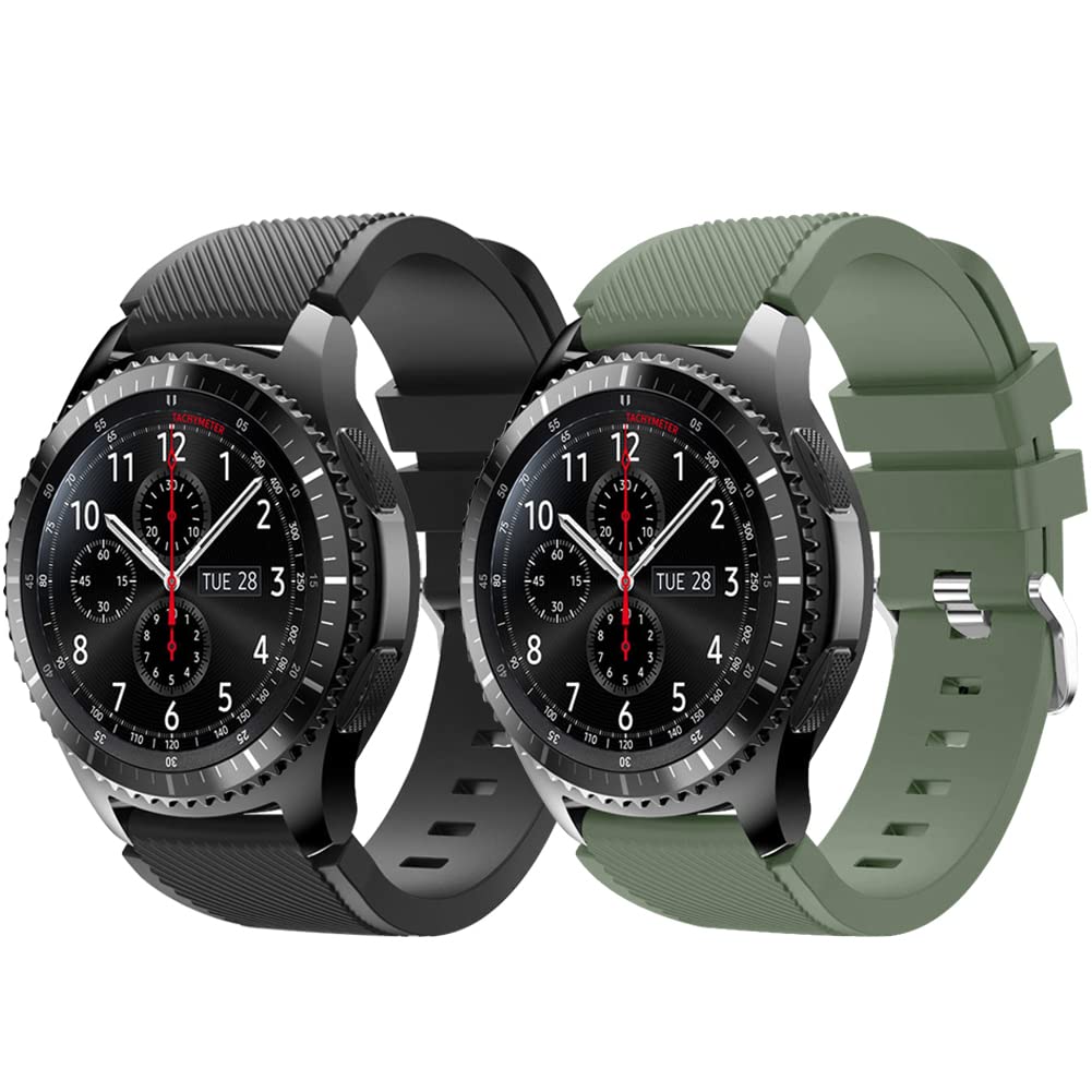 Vozehui Strap Compatible with Samsung Gear S3 Frontier & Classic/Galaxy Watch 46mm/Huami Amazfit 2/Huawei Watch GT & 2 Pro - 22mm Soft Silicone Sport Wrist Band