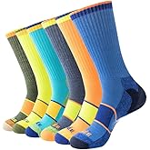 JOYNÉE Mens Crew Full Cushion Athletic Running Socks with Moisture Wicking Mid-Calf Casual Socks 6 Pack