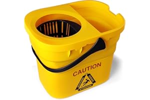 CLEANHOME Collapsible Mop Bucket on Wheels for Industrial Mop Cleaning, Side Press Wringer Combo Commercial Cleaning Caddy Plastic, Suitable for Wet mop,Sponge Mop,Grey