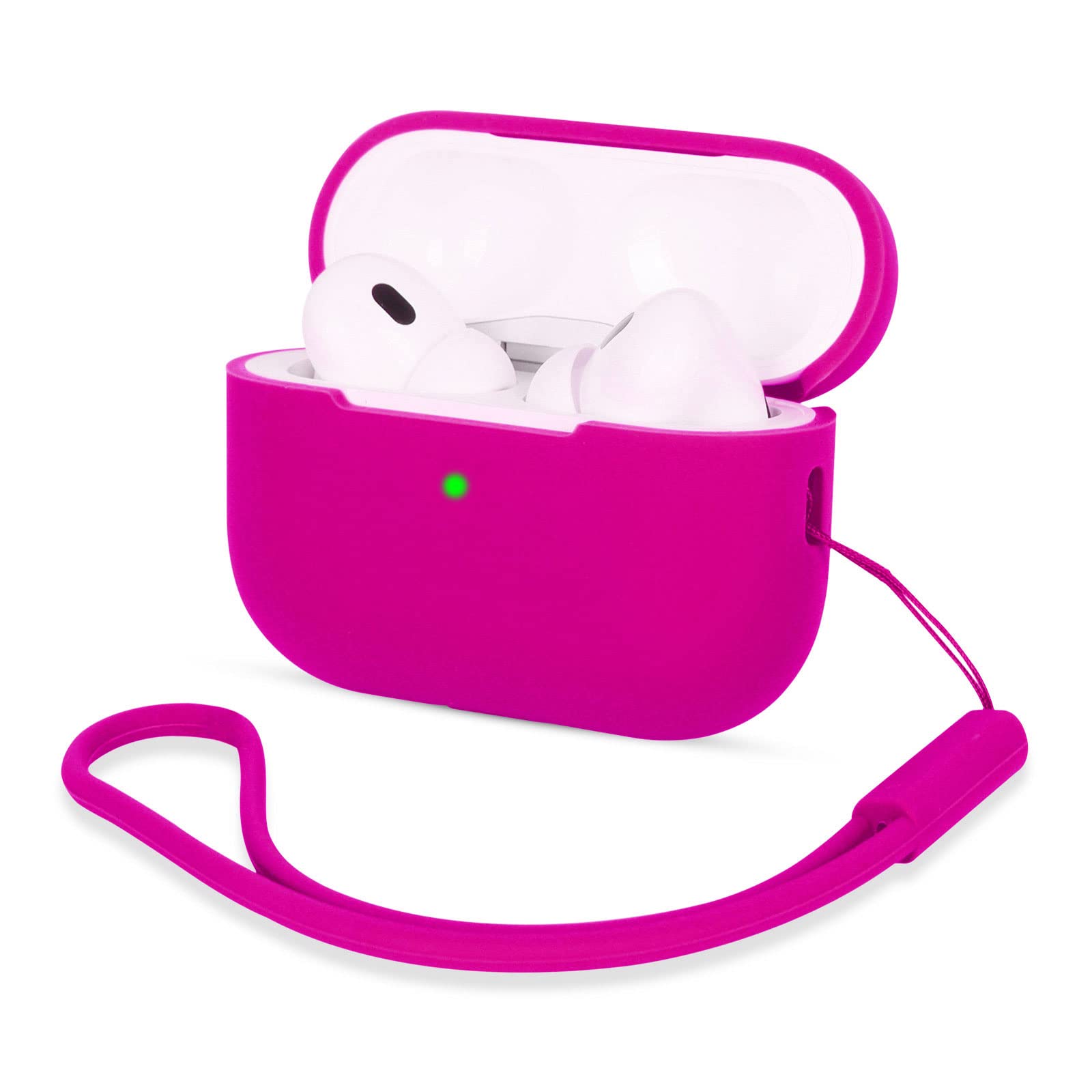 AOTUAO Compatible with AirPods Pro 2 Case Cover, Shock-Resistant Protective Silicone Case Cover for AirPods Pro 2nd Generation 2022 with Silicone Lanyard, Front LED Visible, Rose Pink — image 1