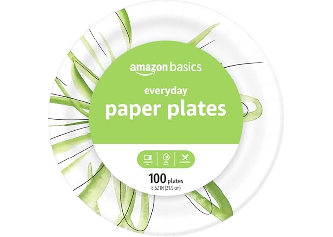 Amazon Basics Everyday Paper Plates, 8.62 Inch,...