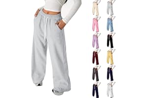 Girls Baggy Sweatpants Cute Y2k Preppy Clothes Straight Leg Sweat Pants Elastic Drawstring Open Bottom Joggers with Pockets