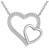 LUHE Heart Necklace for Women Sterling Silver Heart Pendant Necklace Love Jewelry Gifts for Women