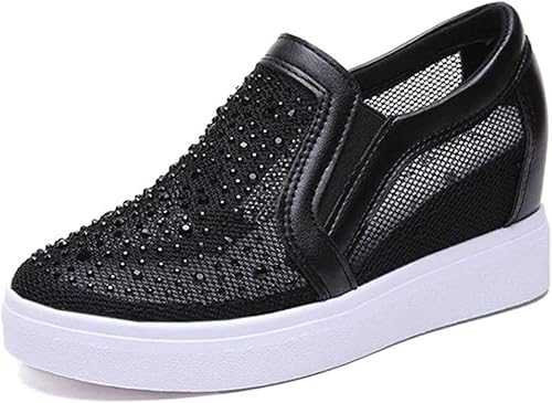 Amazon Patypeety インヒールスニーカー スリッポン レディース シークレットシューズ 厚底 ビジュー 歩きやすい オシャレ 通気性 美脚 ウェッジソール 快適 プラットフォーム 身長アップ ハイカット 通学 通勤 柔らかい カジュアル スニーカー