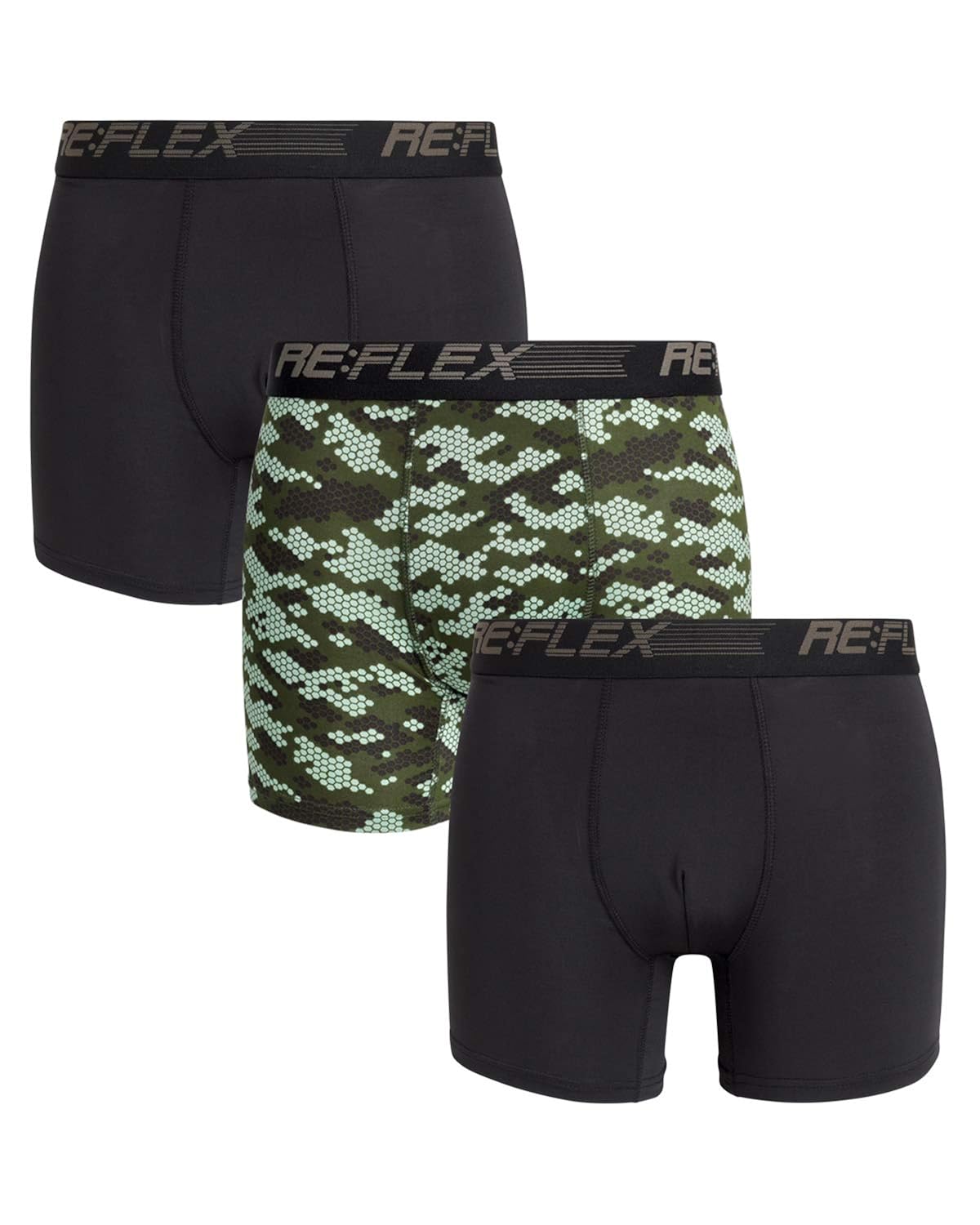 ReFlex Men's Active Performance Boxer Briefs Underwear (3 Pack