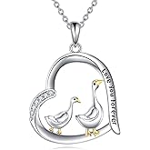 CRMAD Goose Necklace Sterling Silver Goose Pendant Necklace Goose Jewelry Gifts for Women